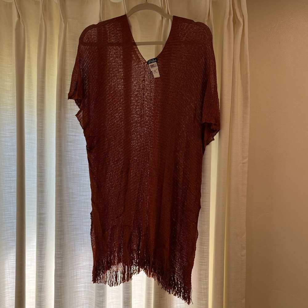MC2 Saint Barry’s Rust Red and Gold Sheer Knit Cover Up